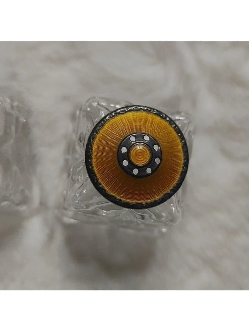 Pair of Vintage Norway Sterling and Guilloche Enamel Crystal Salt & Pepper Shake